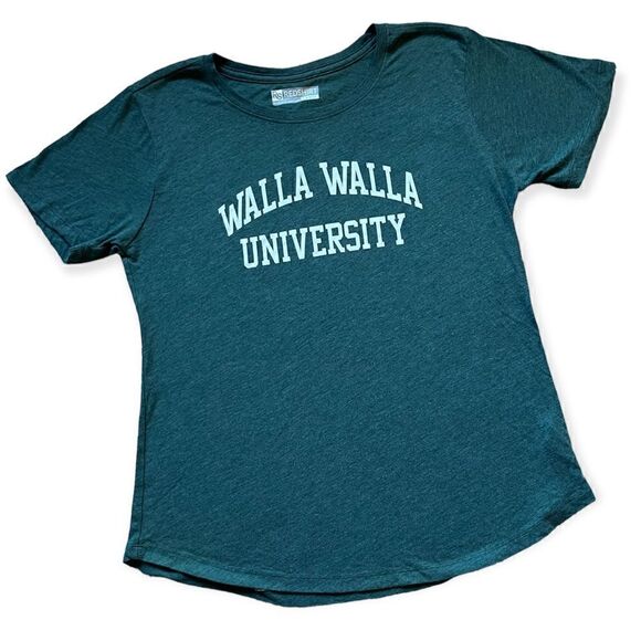 WALLA WALLA UNIVERSITY HEATHER GREEN VARSITY TEE SHORT SLEEVE T-SHIRT SIZE LARGE - Picture 1 of 8